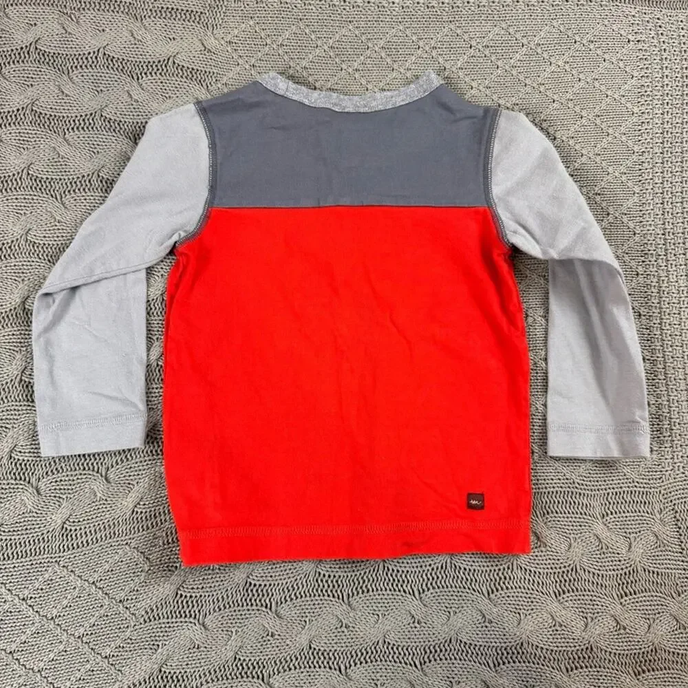 Tea Collection Gray & Red Color Block Long Sleeved Shirt ~ 2